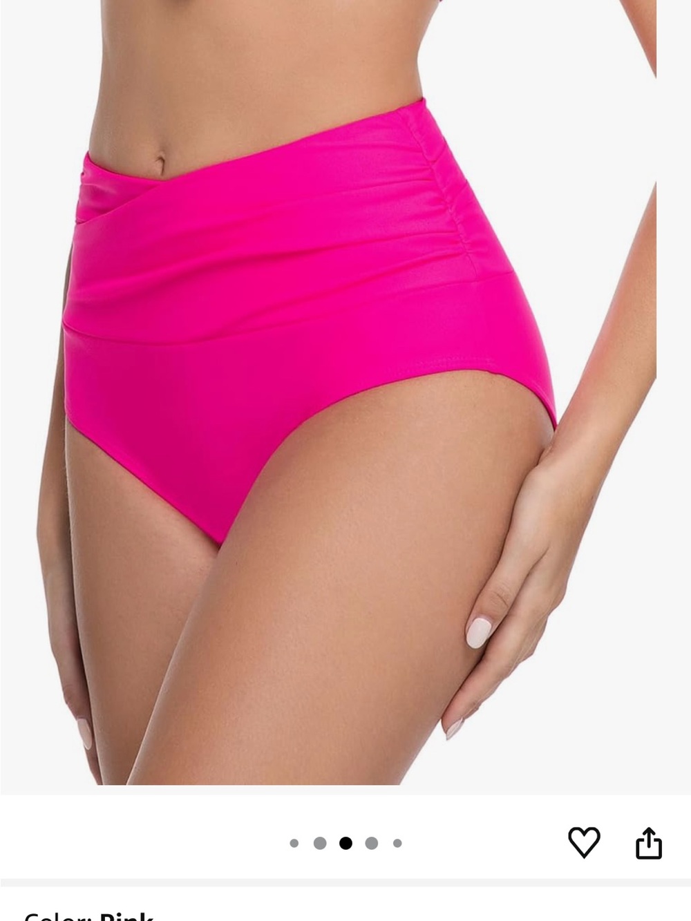 High-Waist Pink Bikini Bottoms - Picture 2 of 5
